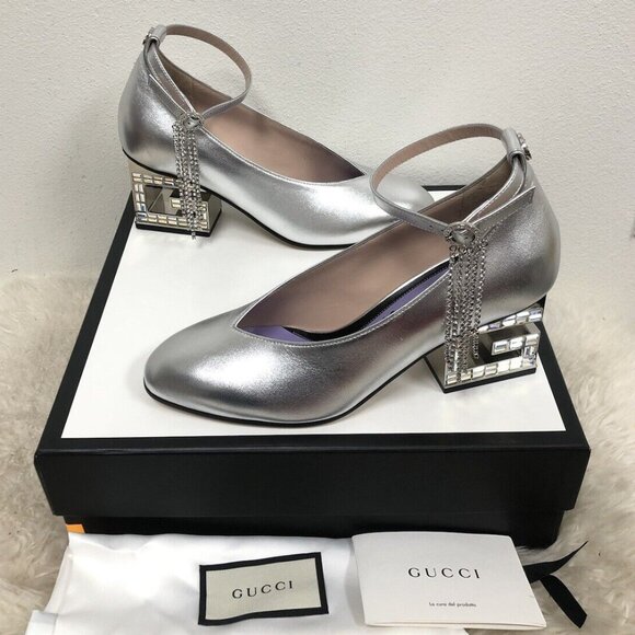 Gucci AMBER Crystal G Block Heel Madelyn Marmont Mary Jane Pump 37/37.5/38.5 - Picture 4 of 12